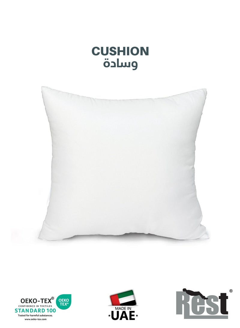 REST Bedding Throw Pillows Insert Cushion Filler Outer Cover Non Woven Hollowfiber Filling 400 gm Ultra Soft Fiber Size 45x45cm , 18x18inch Cushion Inserts Home Decor  White (Pack of 1) - Image 1